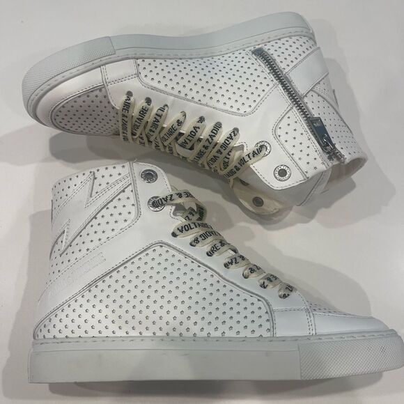 $398 Zadig & Voltaire ZV1747 High Flash Smooth Sneakers New - Picture 8 of 14